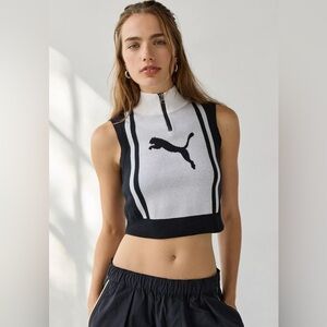 Puma Future Archive Jacquard Knit Half-Zip Tank Top Monochrome S BNWT